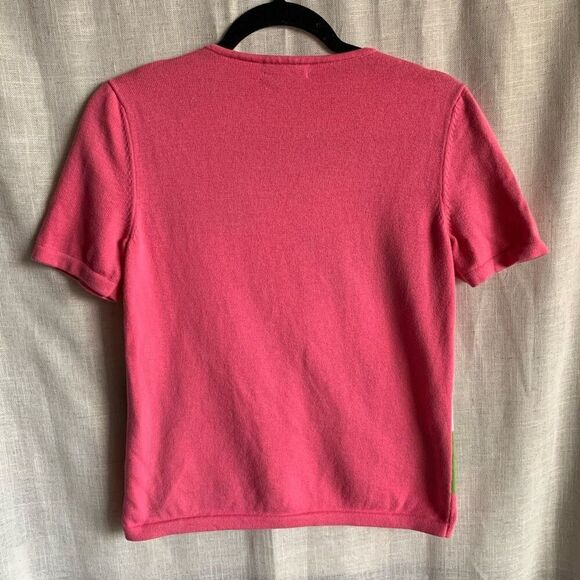 Hampshire Studio Geometric Print Knit Sweater Top Womens Small w/Short Sleeves - Picture 5 of 10